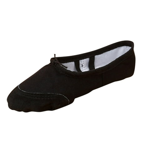 

Kureaily Girls Ballet Elastic Band Dance Shoes Canvas Gymnastics Flats Split Sole Shoes 4.5-5 Years