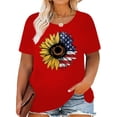 thumbnail image 3 of YI XIANG RAN 4th of July Shirts for Women Plus Size Usa Flag Flower T-shirt Patriotic Tops Summer Loose Short Sleeve Tees XL-4XL, 3 of 6