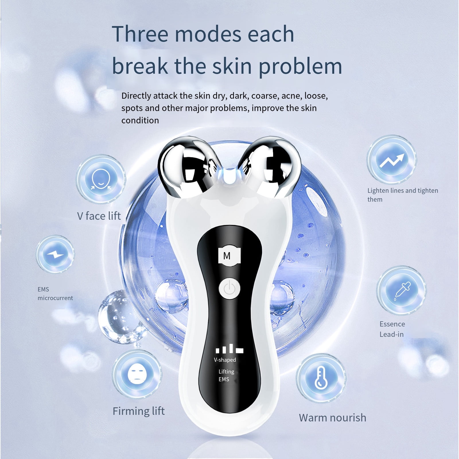 Micro Roller Massager Household V Shaped Facial Device For Lifting Firming Skin And Improved Circulation