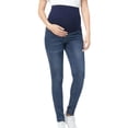 thumbnail image 2 of Tqyyweavej Maternity Skinny Jeans for Women Over The Belly Washed Pants with Pockets Solid Color Roll Hem Denim Pants Size S to 2XL, 2 of 7