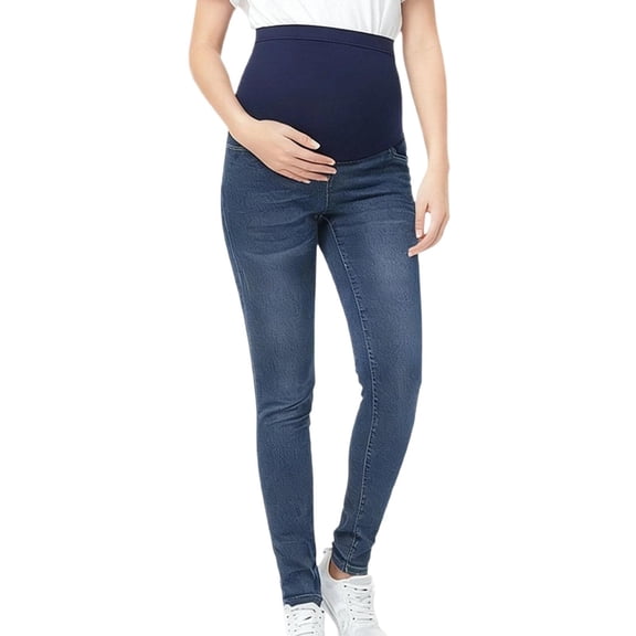 Ripped Maternity Jeans for Women - Pregnancy Pants Over Belly Stretchy Boyfriend Jeans Straight Leg Loose Denim Pants with Pockets Lounge Trousers Loose Slim Fit Joggers Maternity Clothes