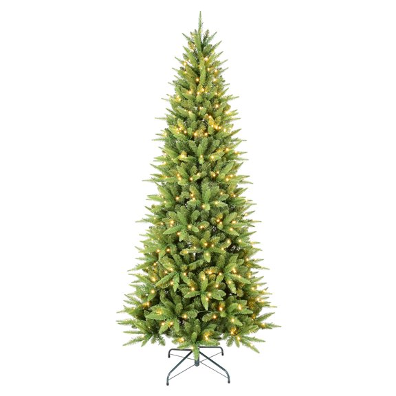 Demi Bonn 8ft Artificial Christmas Tree with 1612PVC/Mixed Branch Tips, 500L LED Lights & Premium Hinged Base, Memory Wire for Holiday Season, Green
