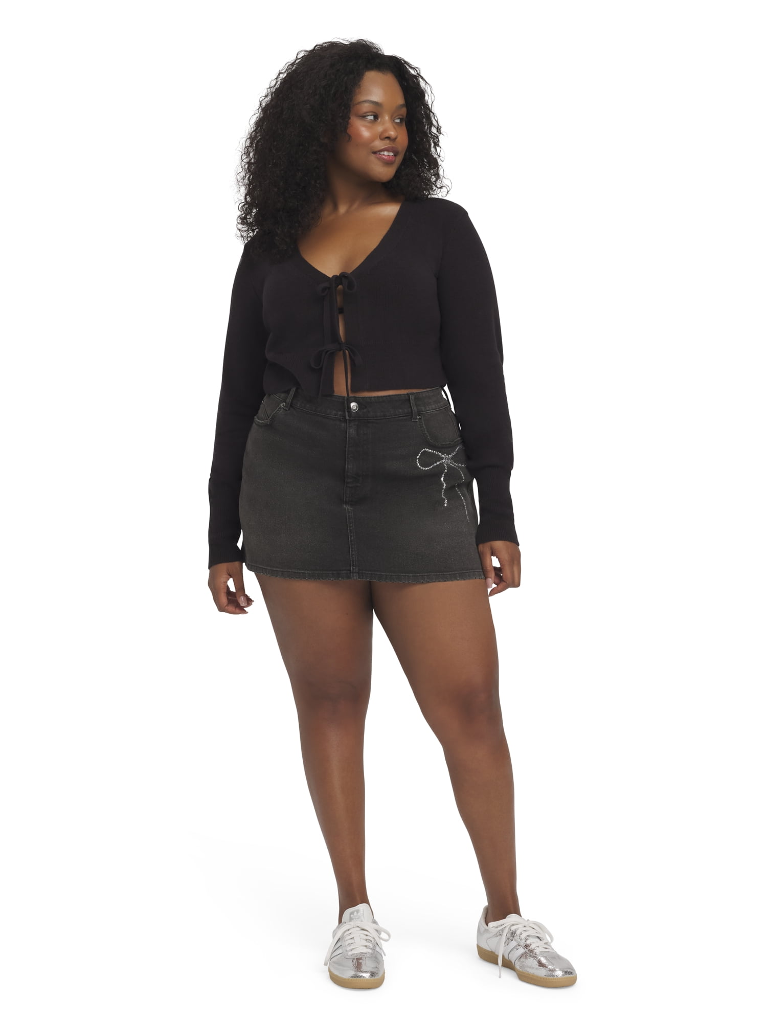 Mills by Millie Bobby Brown Women's Denim Mini Skirt with Rhinestones, Sizes XXS-XXL