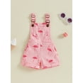 thumbnail image 2 of Nygoyerh Toddler Kids Girls Denim Overalls Cute Print Sleeveless Adjustable Straps Jumpsuit Shorts Little Girls Summer Casual Shortall Playsuit Children Fashion Clothes 6M-6T, 2 of 10