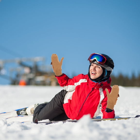 FOMIYES 1 Light Brown Full Finger Mittens Warm Gloves for Winter Outdoor Activities