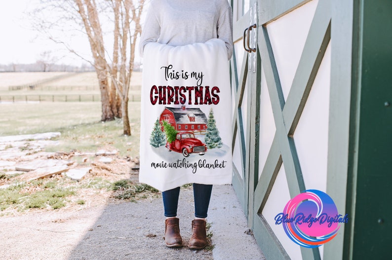 Christmas Movie Red Truck Fleece Throw l Hallmark Movie Watching