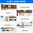 thumbnail image 3 of Dextrus 5-in-1 Industrial Coat Rack Bench Shoes Storage Entryway Hall Tree, 3 of 9