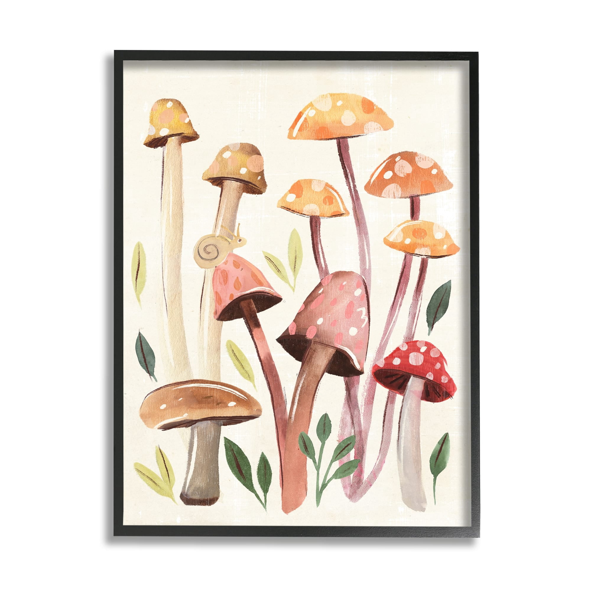 Stupell Industries Forest Mushrooms Sprouting Nature Botanical & Floral Painting Gray Framed Art Print Wall Art