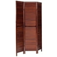 thumbnail image 2 of Oriental Furniture 6 ft. Tall Wooden Louvered Room Divider Walnut 3 Panel, 2 of 6