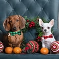 thumbnail image 5 of Paquete de 2 collares navideños para perros, collares clásicos para perros a cuadros de búfalo con pajarita extraíble, ajustable, 5 of 5