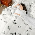 thumbnail image 4 of Castle Fairy Boys Girls Flying Butterflies Bedding Comforter Set 7pcs,Black White Queen Bedding Sets Super Cozy,Spring Garden Queen Sheet Sets,Breathable Home Decor,Reversible, 4 of 8