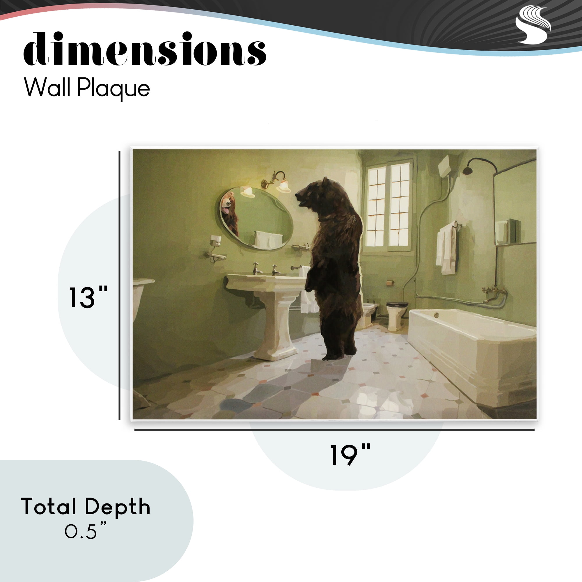 The Houseguest Bear in Bathroom Wall Plaque Art, design by Keith Thomson