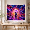 thumbnail image 5 of Moon Stars Astronaut with Reflective Spacesuit Viewed Behind, Mystical Fantasy for Space Lovers, Galaxy Room Decor, Graduation Gift, Tapestry Wall Hanging for Bedroom and Dorm, 5 of 7
