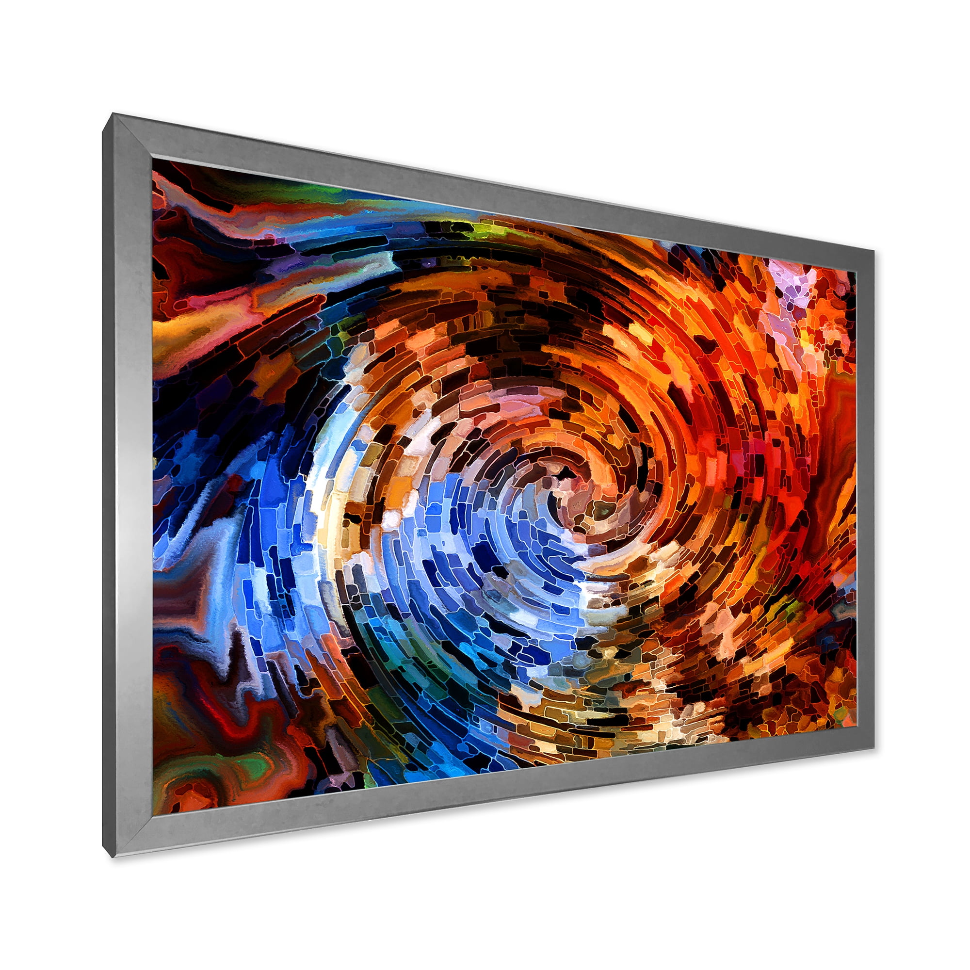 Designart 'Orange Spiral Abstract Voyages To Inner World' Modern Framed Art Print
