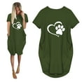 thumbnail image 1 of Meichang Robes d'Été pour Femmes Grande Taille Col Rond Manches Courtes Longueur Genou Robes Mignonnes Imprimé Patte de Chien Cœur Robes Midi Coupe Ample Robes de Vacances d'Été, 1 of 4