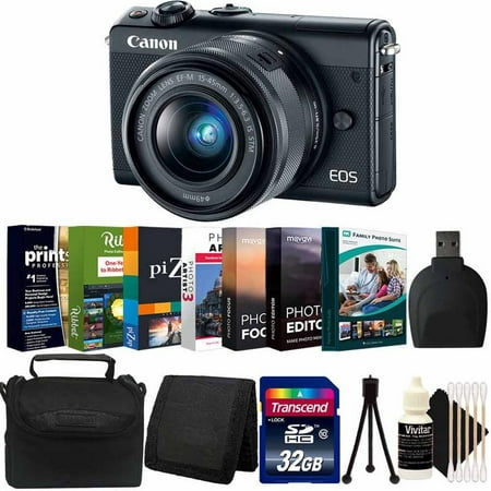 Canon EOS M100 Mirrorless Digital Camera with 15-45mm STM Lens and Photo Editing Software (Best Camera For Taking Sports Photos)