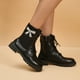 thumbnail image 5 of NECHOLOGY Botas Mujer Adulto Femenino Zapatos Botines mujer Mujer De De Imitación Cuero Punta Redonda Tacón Y Grueso Color Sólido Cremallera Con Tiras Media Botas De Tamaño Botines Botas (Black, 8.5), 5 of 7
