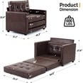 thumbnail image 3 of VINGLI Modern Chenille Convertible Accent Sleeper Sofa, Rustic Brown, 3 of 18