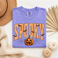 thumbnail image 5 of Spooky Pumpkin Halloween T-Shirt, Retro Bat Spiderweb Graphic Tee, Cute Fall Season Shirt, Vintage October Apparel Gift for Her - Violet, 2XL, 5 of 5