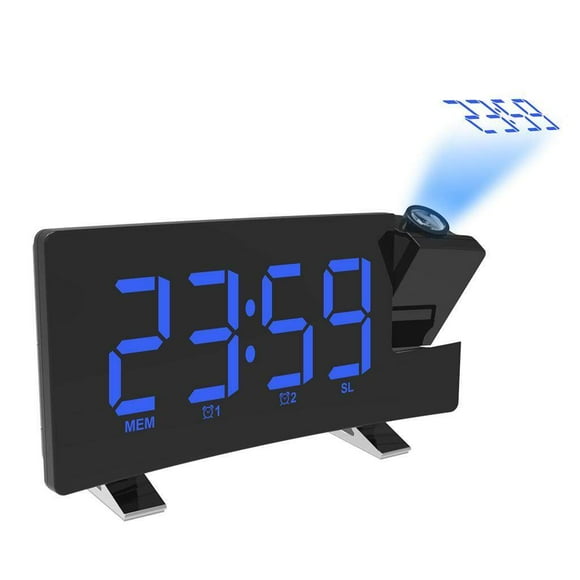 ziyahi Alarm Clock Radio Projection Dual Alarm LED Desktop FM Radio Blue Light