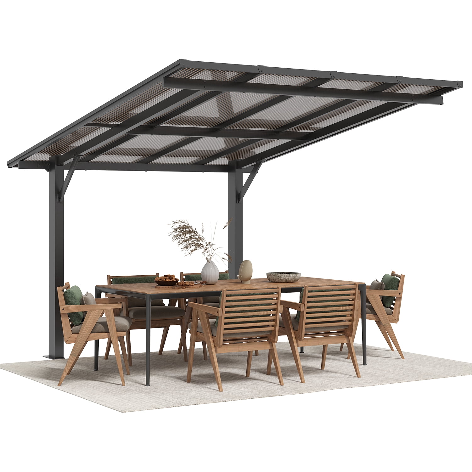BaPiPro 10' x 8' Gazebo for Patio, Hard Top Lean to Gazebo Pergola Carport, Freestanding Shelter Pergolas and Gazebos Clearance with Patio Roof, Wall-Mounted Heavy Duty Awnings for Patio, Decks