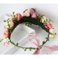 thumbnail image 3 of Corona floral Diadema Corona de flores Corona Corona para el cabello Guirnalda para el cabello Flor Halo Tocado floral Boho con cinta Fiesta Boda Festival Rosa, 3 of 5