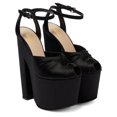 thumbnail image 2 of XYD Women Peep Toe Cutout Chunky High Heels Ankle Buckle Strap Platform Ruched Sandals Sexy Prom Evening Shoes Size 14.5 Black, 2 of 4