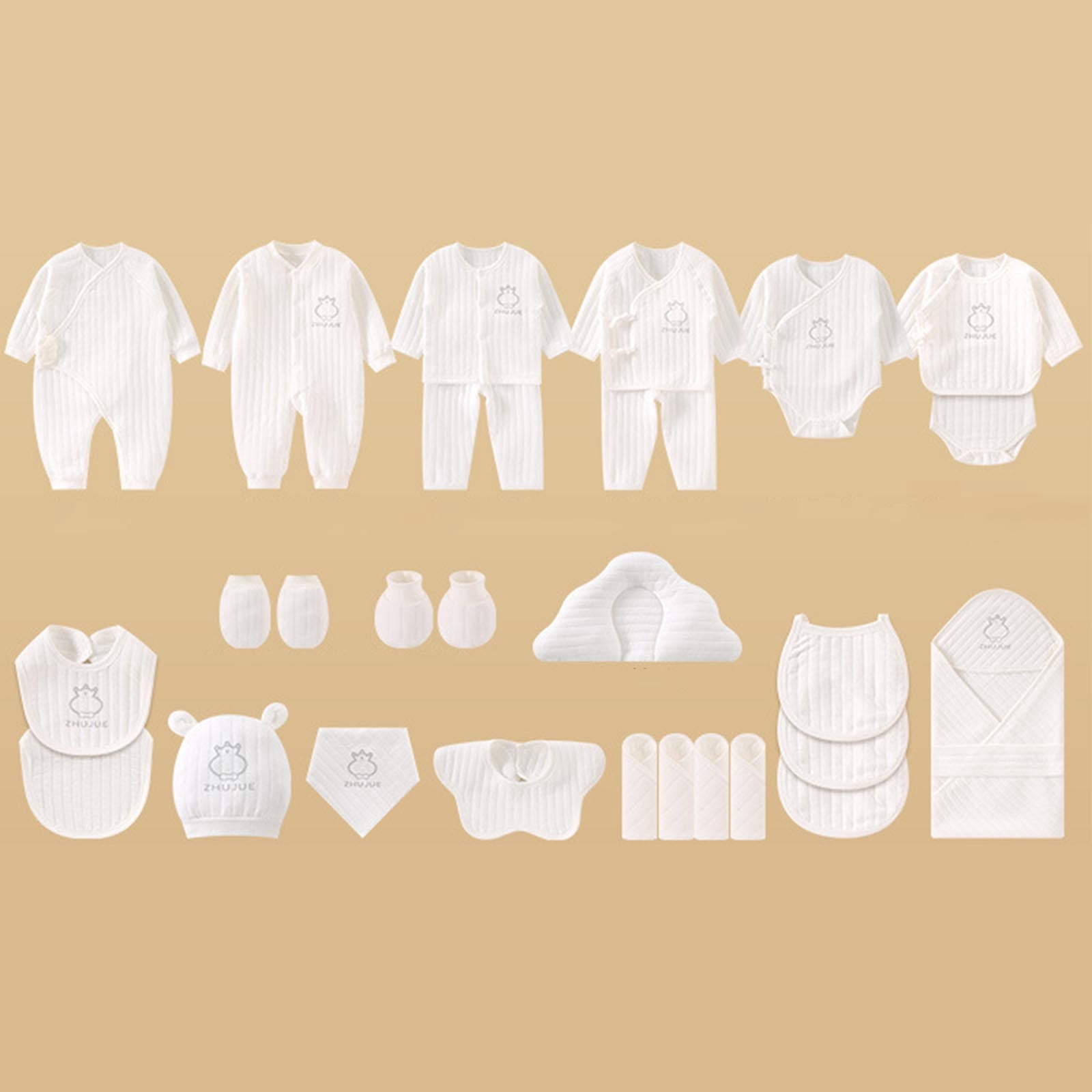 Newborn Baby Girls Boys Clothes Essentials Set (28 Pcs) Soft Cotton Infant Layette Bundle Outfits White 0-3 Month