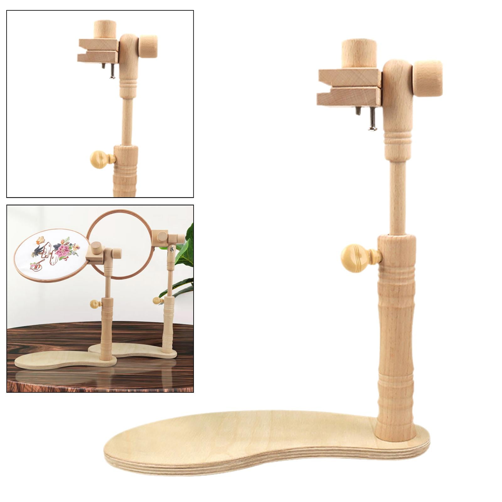 Abbraccia Embroidery Hoop Stand, Adjustable Beech Wood Embroidery Hoop Holder Frame, Rotated Needlepoint Holder Stand for Sewing Needlework - 29x44.5cm
