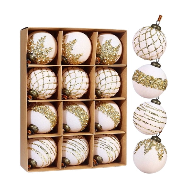 12 bolas navideñas de terciopelo con acabado dorado y alambre, para colgar en interiores y exteriores, para fiestas, bodas, Halloween, Acción de Gracias, San Valentín.