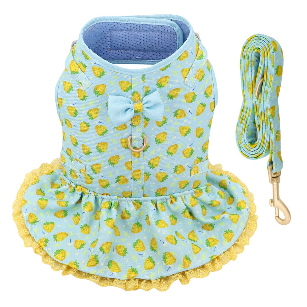 Pet Artist Cute Girl Dog Harness Dress and Leash set Fancy Summer Small Pet Cat Vest Clothes