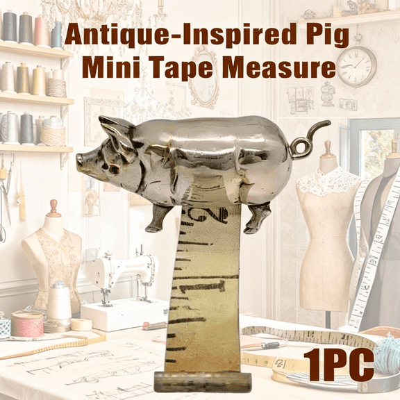 Antique-Inspired Pig Mini Tape Measure,Vintage Metal Pig Soft Measuring Tape Measure for Sewing & Crafts,Retractable Porket Shape Measurement Tool for Quilting