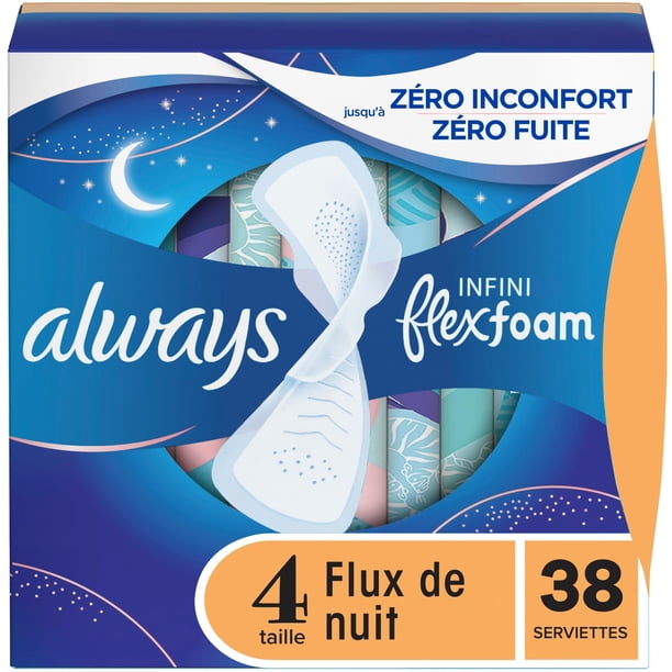 Always Infinity with FlexFoam Pads, Size 4, Overnight, with Wings