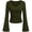 Army Green, variant on Women Fall Long Bell Sleeve Shirts Ribbed V Neck Fitted Ruched Trendy Y2K Going Out Tee Tops Summer Clothes