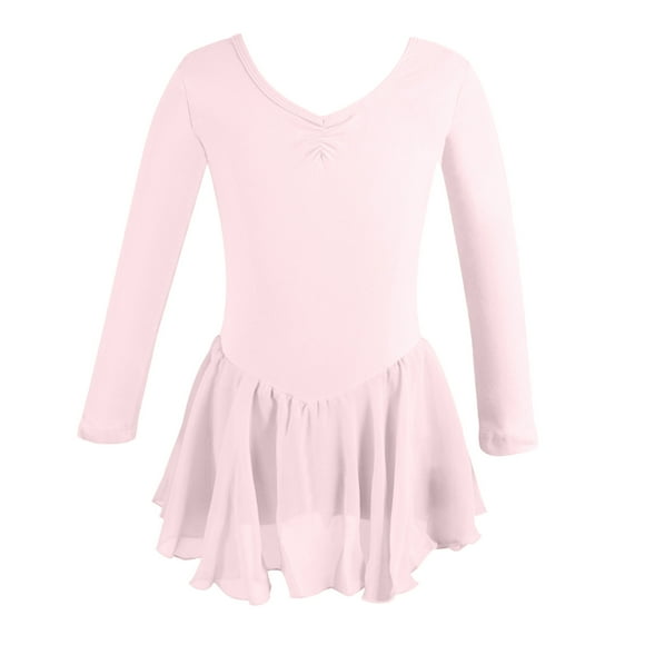 HNMKIU Girls Ballet Dress Long Sleeve Dance Wear with Chiffon Skirt Tutu for Girls' Performance and Practice Elegant and Comfortable