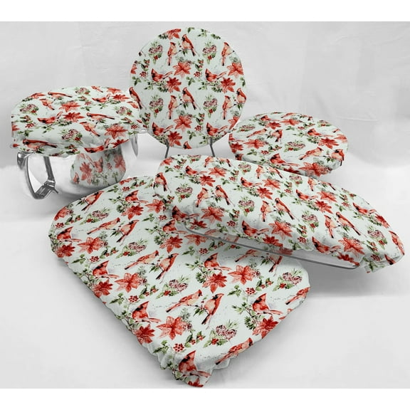 Winter Cardinals Reusable Fabric Bowl and Casserole Pan Covers by Penny's Needful Things (5 Cover Set)