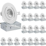 QPLUS 4 Inch Ultra-Thin Adjustable Eyeball Gimbal LED Recessed Lighting with Junction Box/Canless Downlight, 10 Watts, 750lm, Dimmable, Energy Star and ETL Listed (3000K Warm White, 20 Pack)
