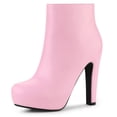 thumbnail image 1 of Unique Bargains Bottines à Talon Bloc Plateforme à Bout Rond avec Fermeture Éclair pour Femmes, 1 of 7