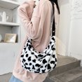 thumbnail image 1 of Bolsa Bolso de pecho con estampado de vaca de felpa para mujer. bandolera de calle informal. paquete de hombro (1) Ehuebsd Nuevos Originales, 1 of 9