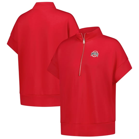 Women's ZooZatz Scarlet Ohio State Buckeyes Tri-Blend Quarter-Zip Flowy Top