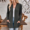 thumbnail image 2 of ATOYSOY Women's Solid Color Strip Pocket Knit Cardigan Jacket Duster Sweater Cardigan Workout Cardigan for Women Gray M, 2 of 6