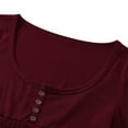 thumbnail image 4 of KOMOO Women Long Sleeve Knitted Tops Button Low Cut Basic Blouse Knitwear Streetwear, 4 of 9