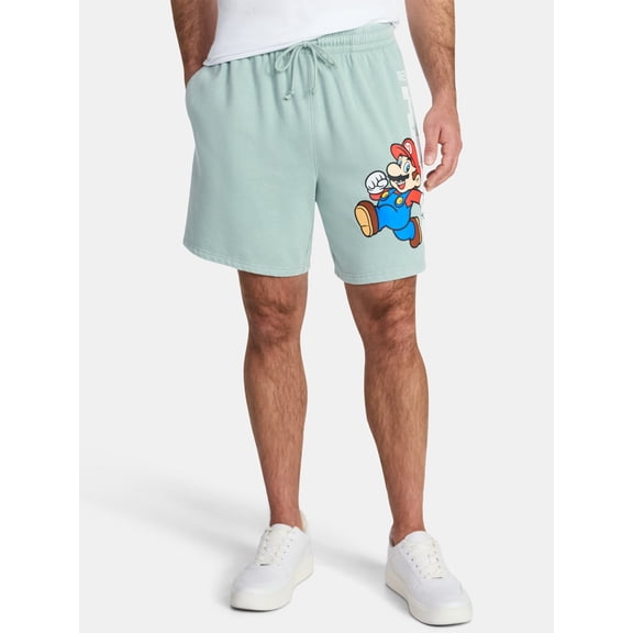 Super Mario Men's and Big Men's Graphic Fleece Jogger Shorts, Sizes XS-3XL