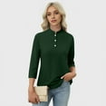 thumbnail image 2 of A plain V-neck,three-quarter sleeve, buttoned T-shirt for daily commuting for ladies. Ideal gift for girlfriend on birthdays, Halloween or Christmas, 2 of 6
