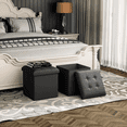 thumbnail image 4 of Magshion 15" Cube Collapsible Ottoman with Storage, PU Leather Storage Ottoman Foot Stool, for Living Room Bedroom Entryway, Black, 4 of 8