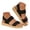 B, variant on Women Platform Sandals Slingback Straw Woven Espadrilles Flat Shoes Elastic Ankle Strap Low Wedges Walking Beach Sandal size 6 Black