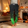thumbnail image 4 of Domuza Men's Halloween Pajamas Pants Casual Elastic Waist Drawstring Jogger Pj Pants Novelty Horror Print Lightweight Comfy Home Trousers Green M, 4 of 6