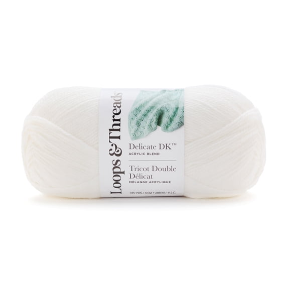 Baby Cuddles Yarn by Loops & Threads - Yarn for Knitting - Crochet - Weaving - and Arts & Crafts - White - Acrylic - Polyamide - 4 oz
