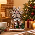 thumbnail image 5 of syligr Wooden Christmas House Ornament, Gingerbread Windmill House Christmas Tabletop Decoration for Mantel Shelf, Holiday Home Decor for Office, Party Gift, 6Inch, Brown, 5 of 7