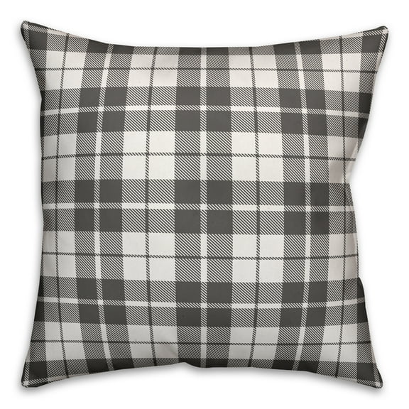 Creative Products Gray & White Tartan Plaid 18x18 Spun Poly Pillow
